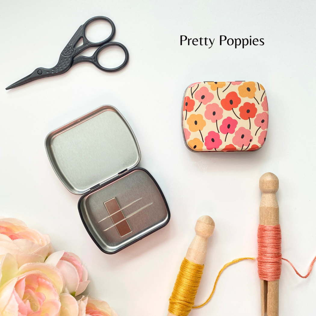Wide Magnetic Needle Tin, Modern Floral Needle Case