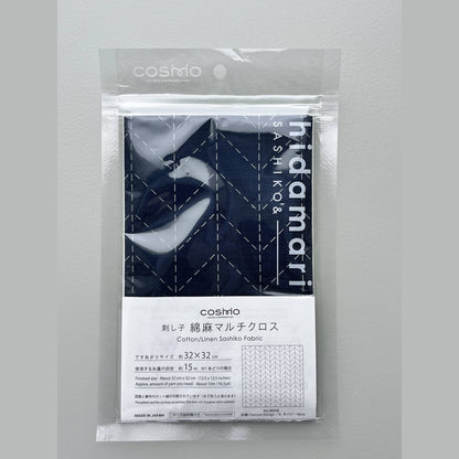 Cosmo Sashiko Preprinted Fabric Navy Cross