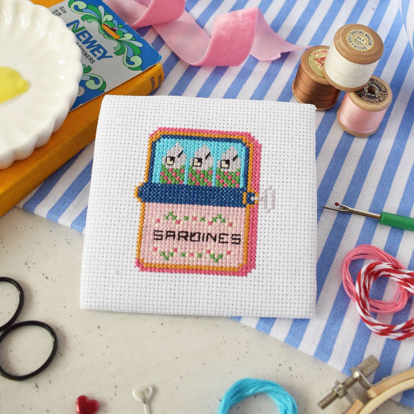 Sardines Mini Cross Stitch Kit