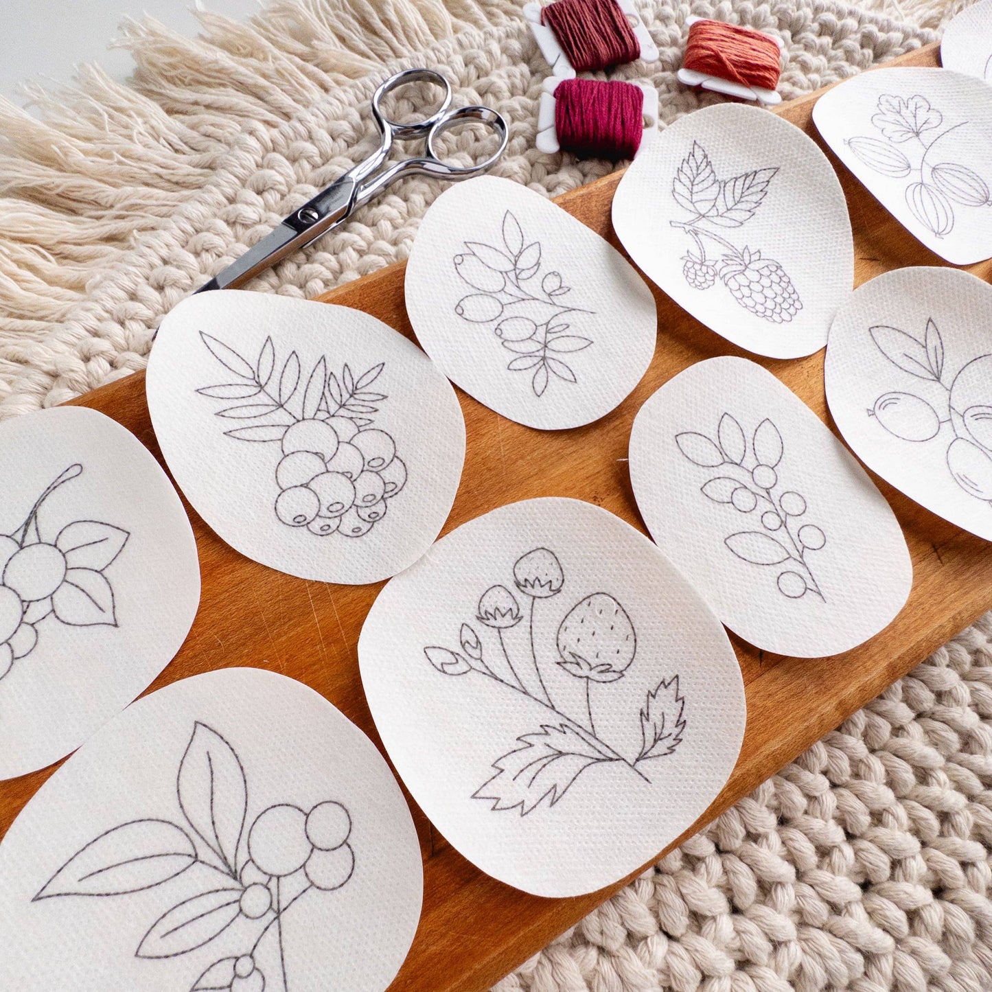Stick and Stitch Berry Embroidery Pattern