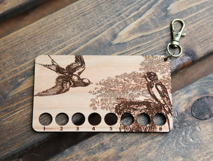 Cherry Wood Barn Swallow Embroidery Floss Storage Holder