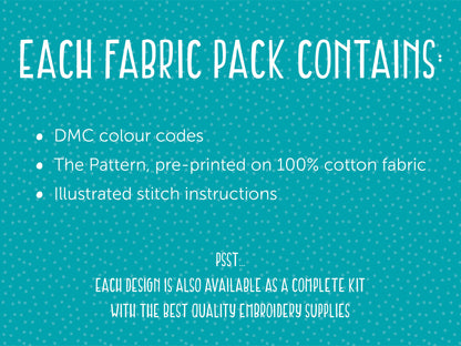 Bees and Lavender Handmade Embroidery Pattern Fabric Pack