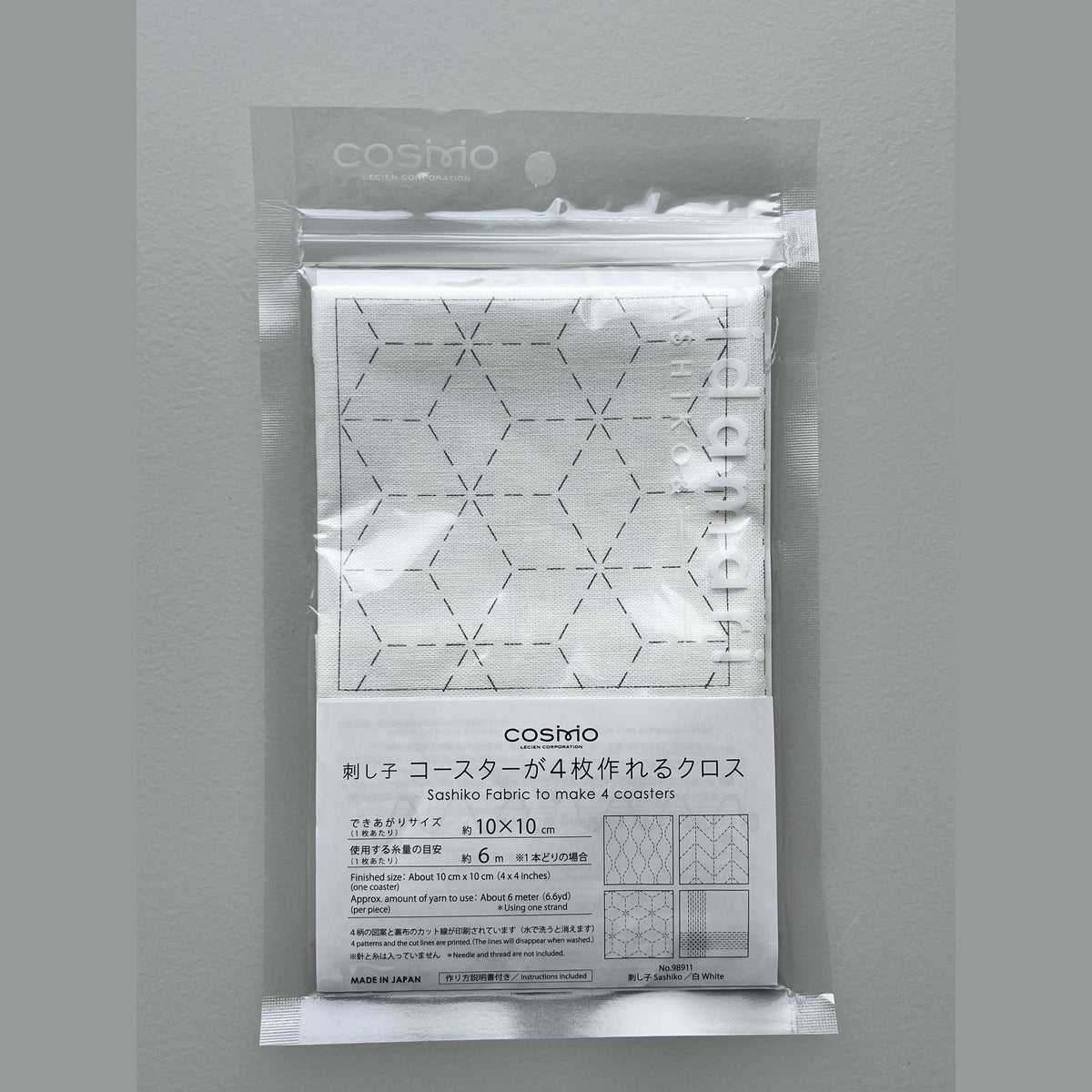 Cosmo Sashiko Preprinted Coaster Fabric White Print B