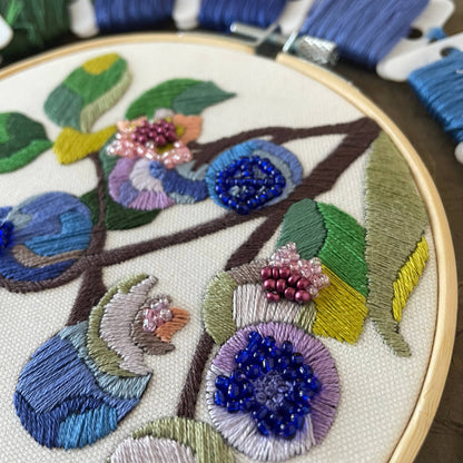 Embroidery and Beadwork Kit Blueberry Blossoms