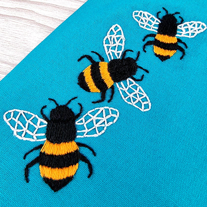 Bees Flowers Stick and Stitch Embroidery Patterns