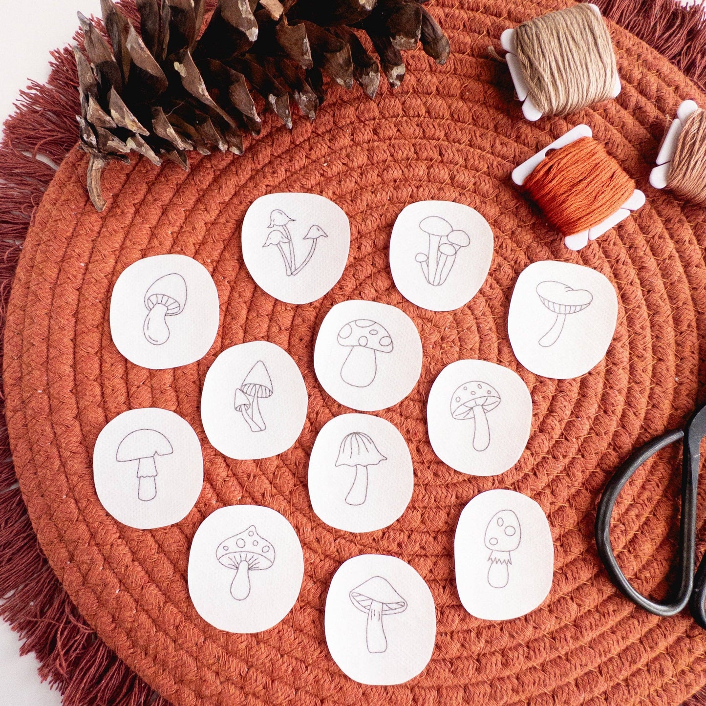 Mini Mushroom Stick and Stitch Embroidery Pattern