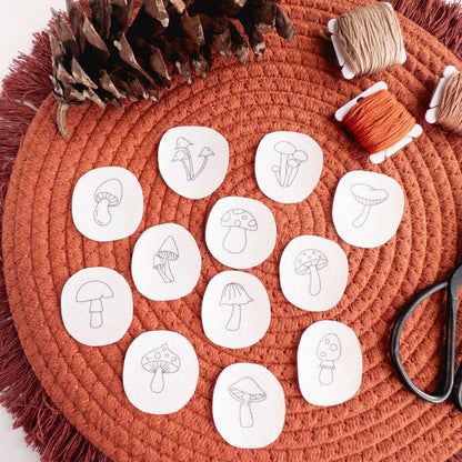 Mini Mushroom Stick and Stitch Embroidery Pattern