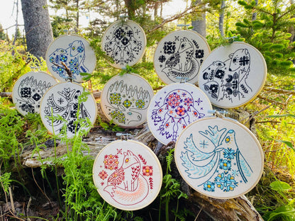 Folk Fox Embroidery Kit