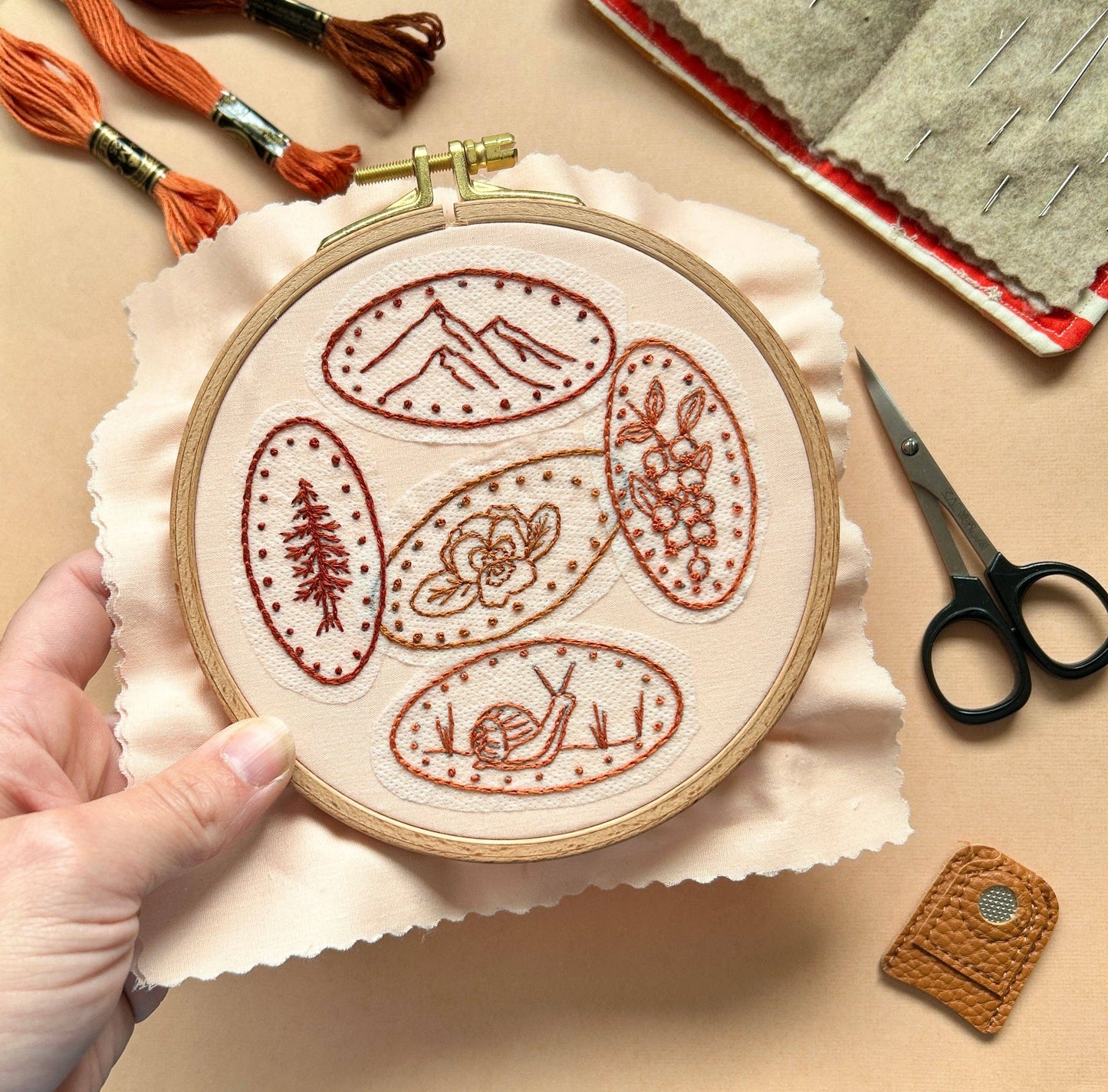 Pressed Pennies Hand Embroidery Peel Stick & Stitch Pattern