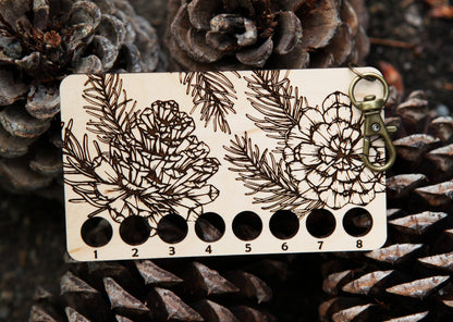 Pine Tree Embroidery Floss Storage Holder Maple Wood