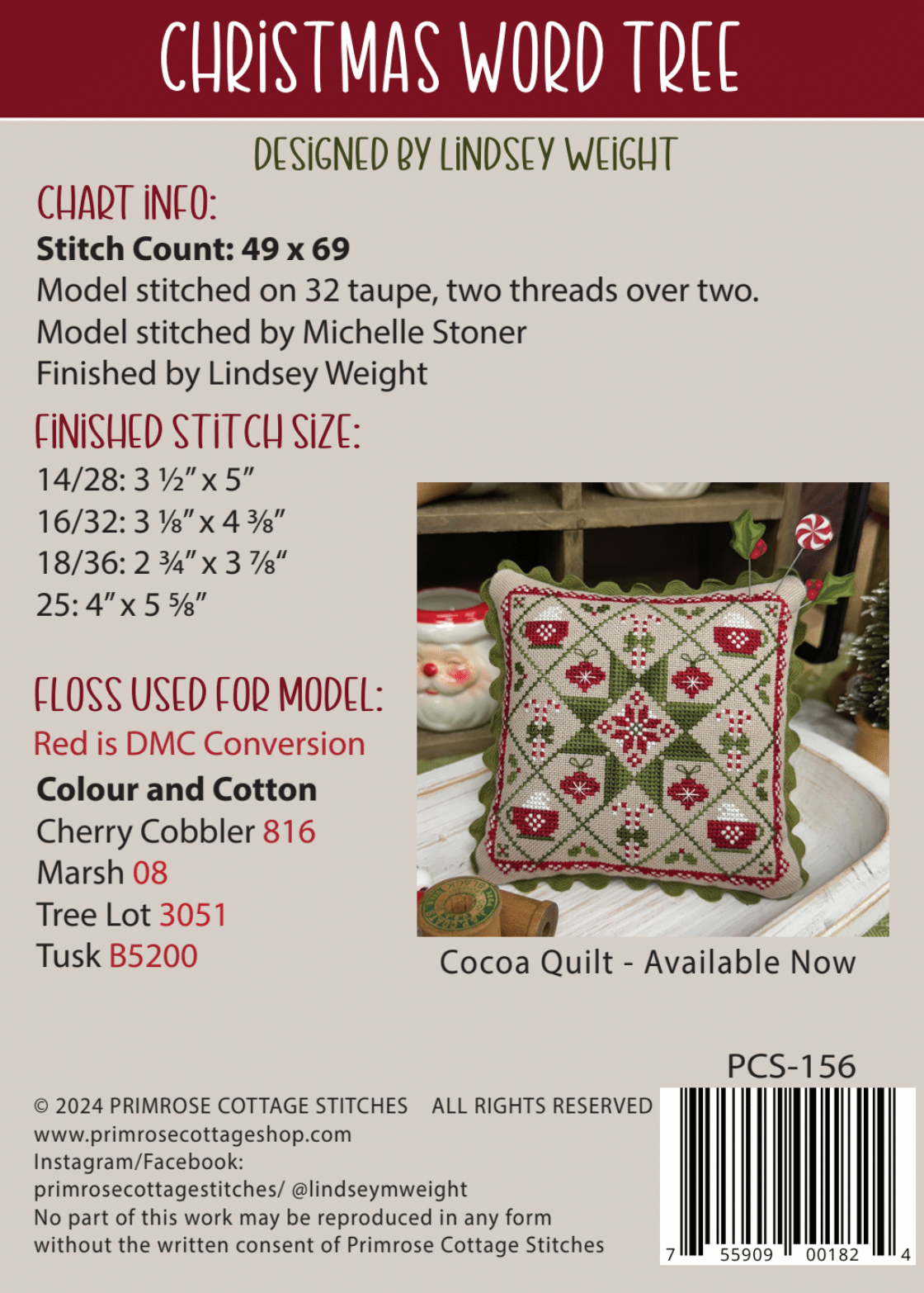 Christmas Word Tree Pattern