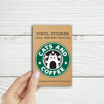 Cats and Coffee Sticker
