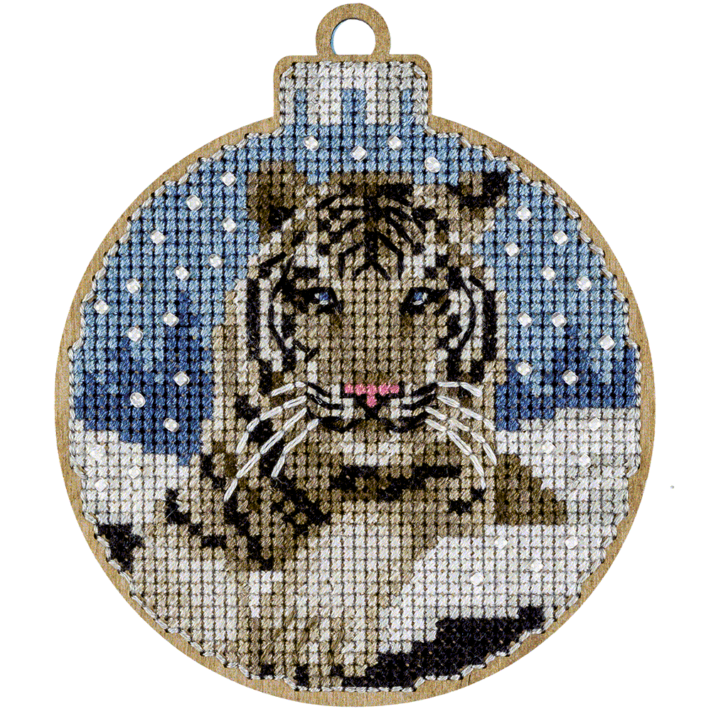 Wood Cross Stitch Kit Tiger