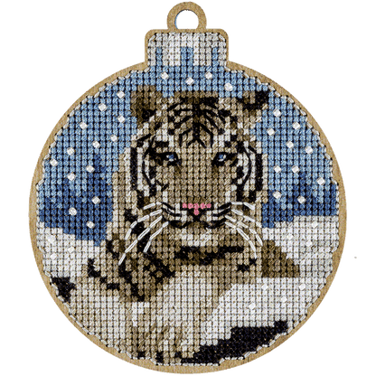 Wood Cross Stitch Kit Tiger