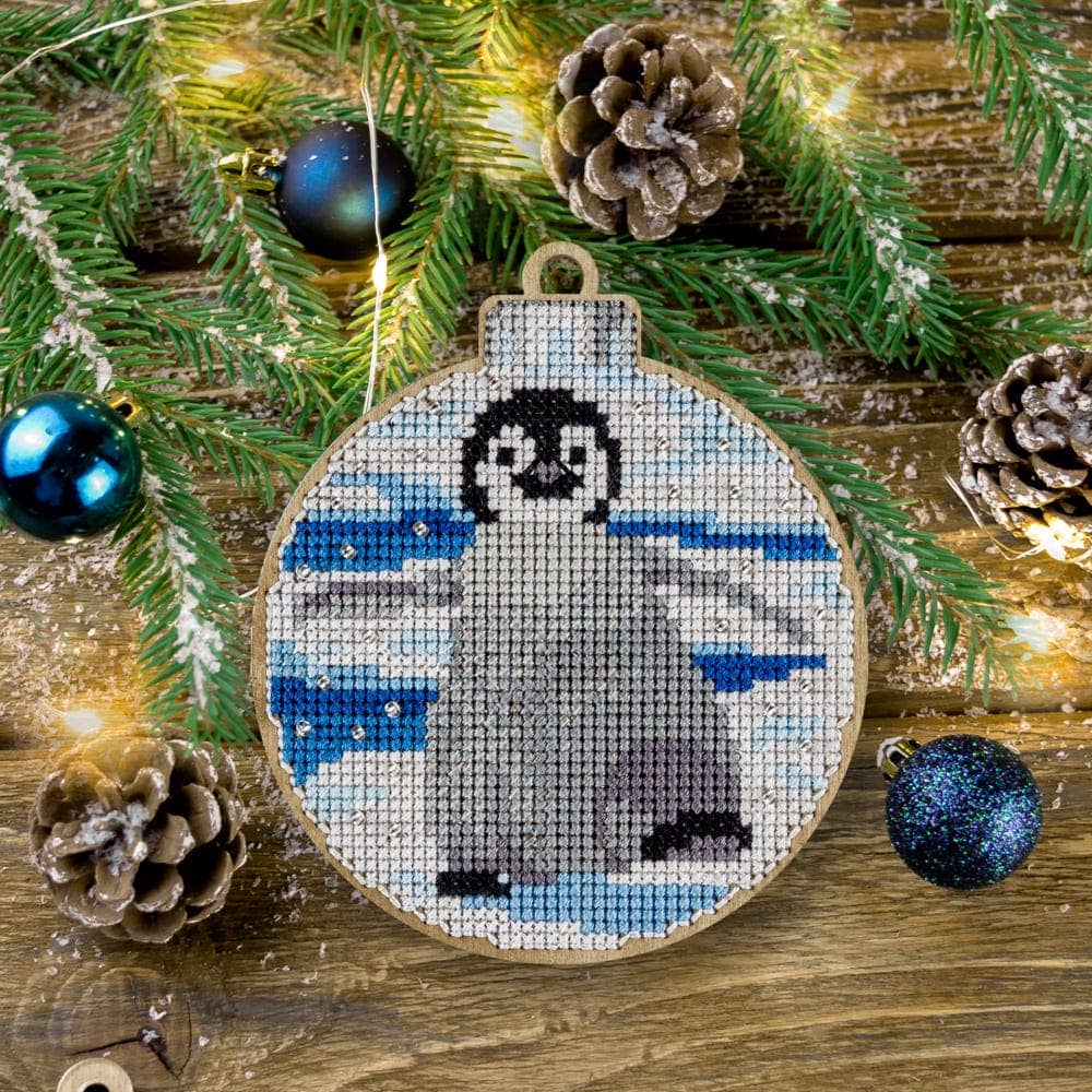 Wood Cross Stitch Kit Penguin