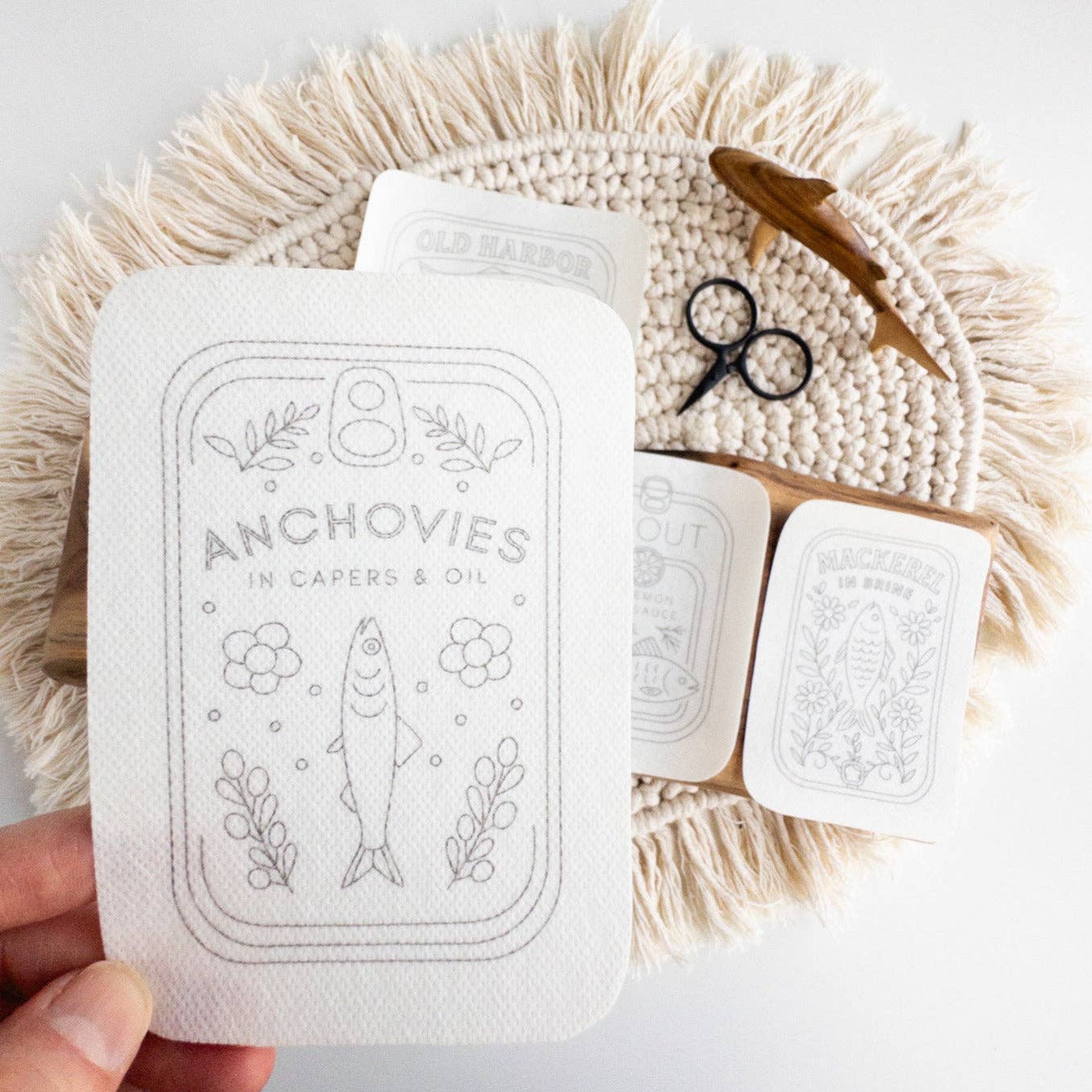 Tinned Fish Embroidery Stick and Stitch Patterns