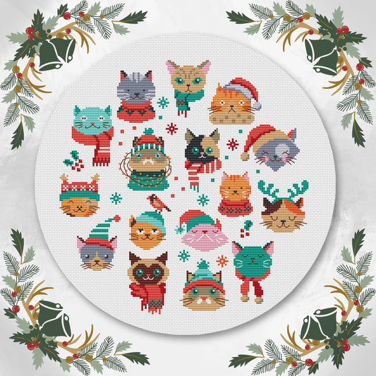 Meow-ry Christmas Pattern