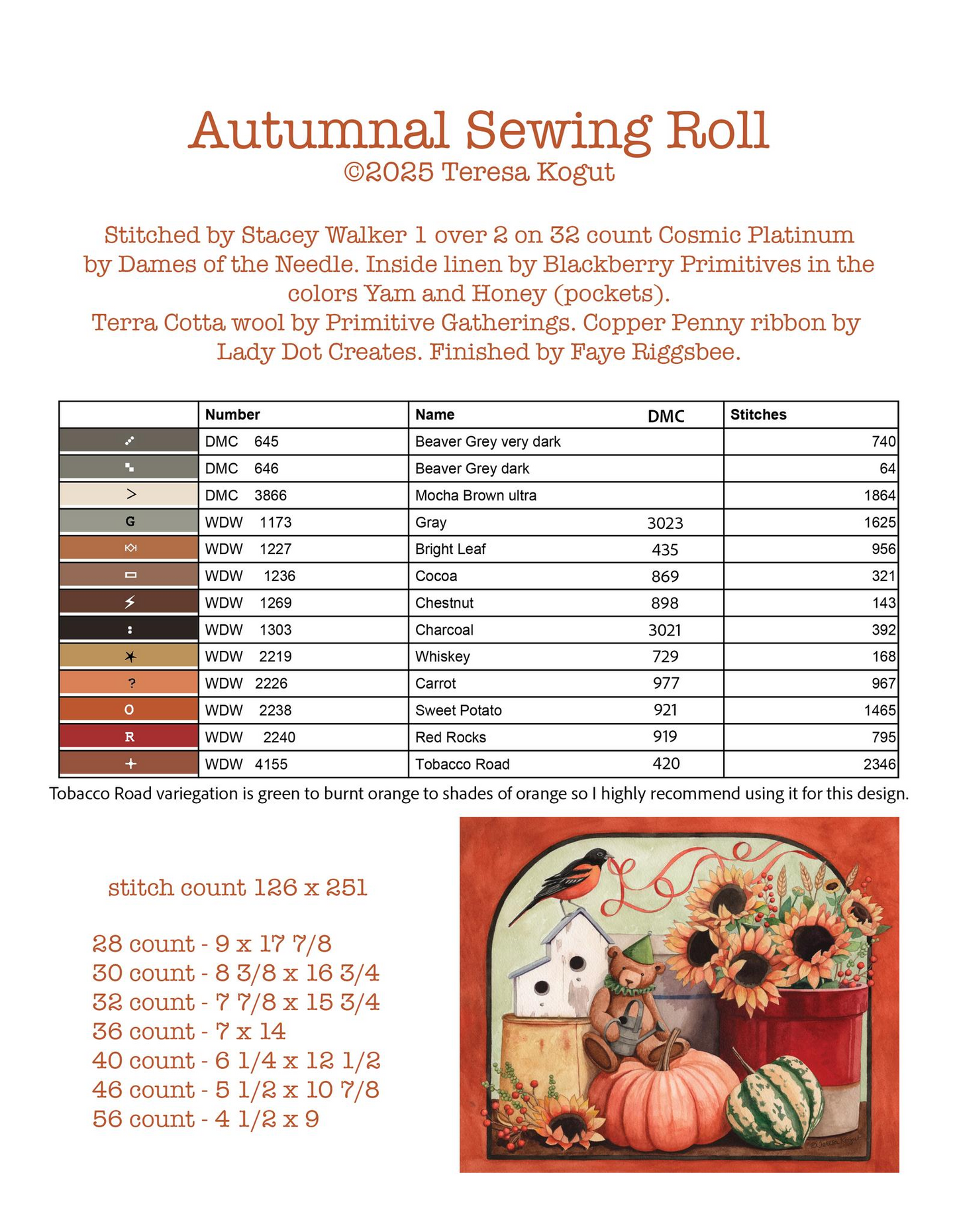 Autumnal Sewing Roll Pattern