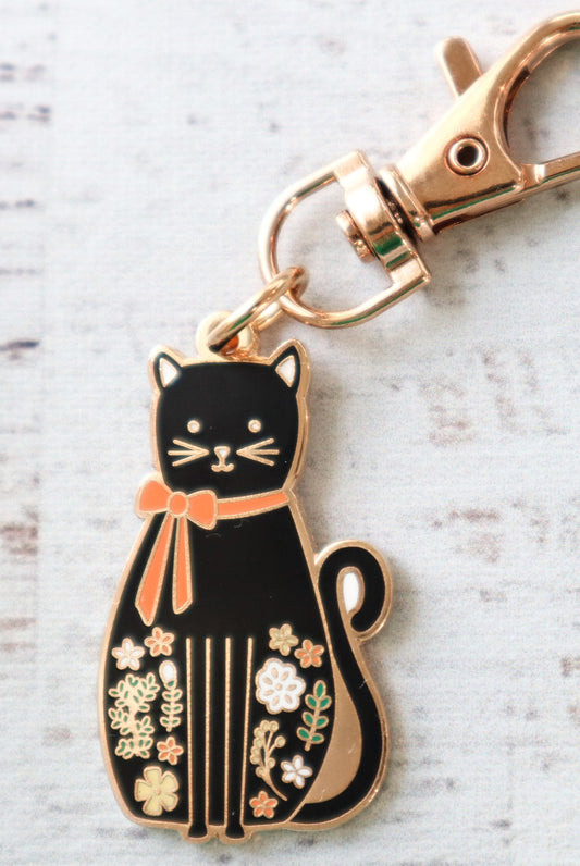 Black Cat Enamel Charm
