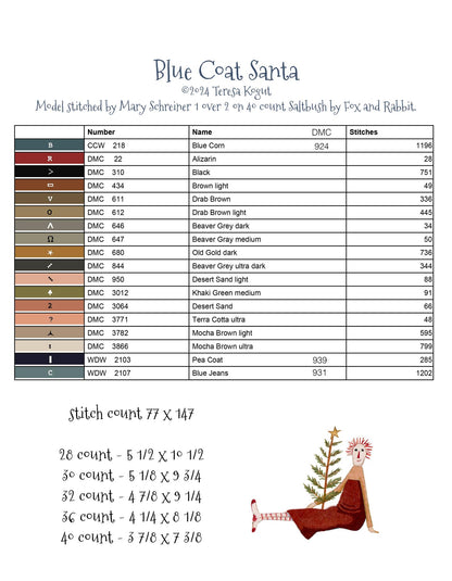 PRE-ORDER Blue Coat Santa Pattern
