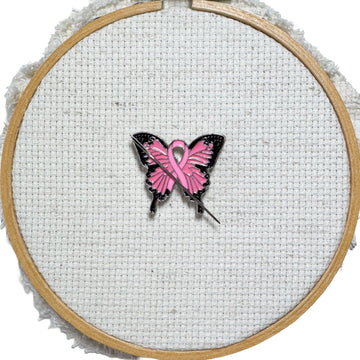 Pink Ribbon Enamel Needle Minder