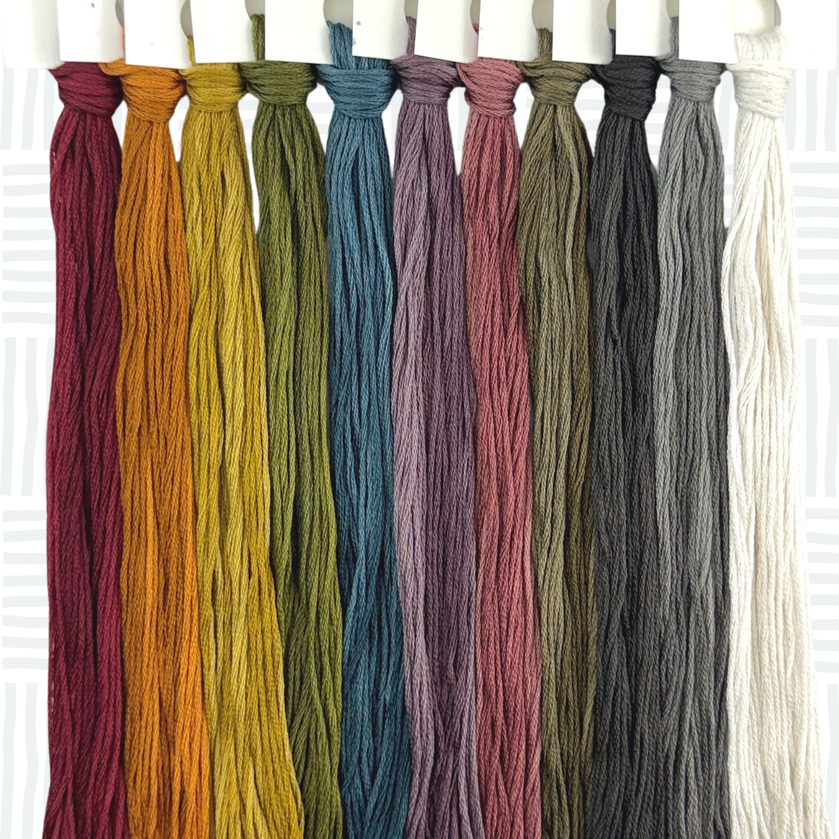 Classic Primitive Rainbow Hand Dyed Thread Bundle - 11 Skeins