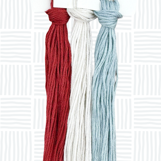 Faded Patriotic Hand Dyed Thread Bundle – 3 Skeins