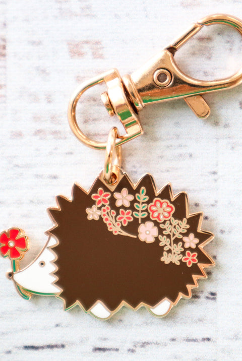 Floral Hedgehog Enamel Charm