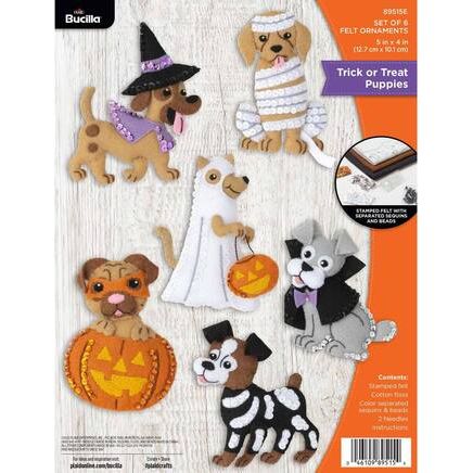 Trick or Treat Puppies Felt Ornaments