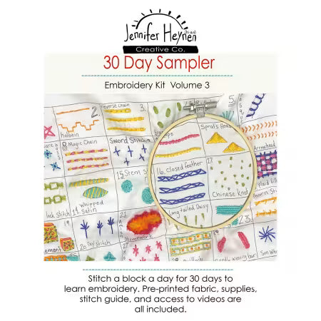 30 Day Sampler Embroidery Class Volume 3 Kit