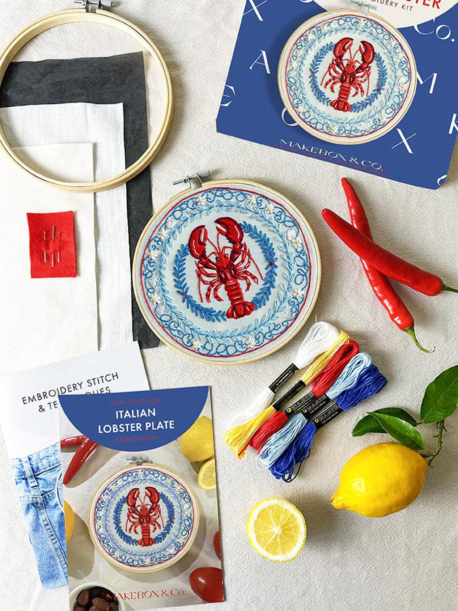 Italian Lobster Plate Embroidery Kit