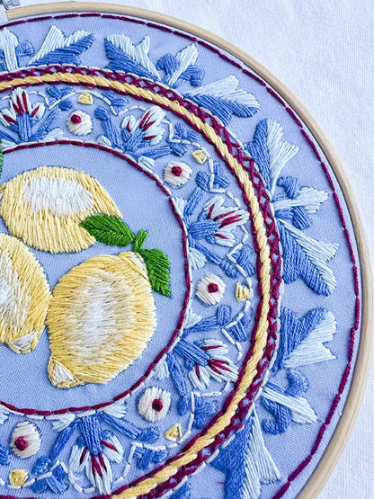Amalfi Lemons Plate Embroidery Kit