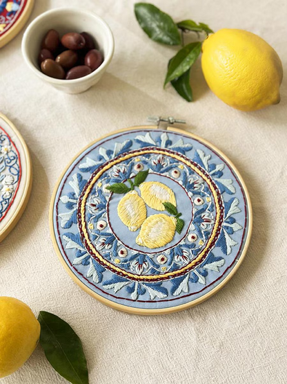 Amalfi Lemons Plate Embroidery Kit