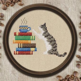 Cat Books and Coffee Pattern