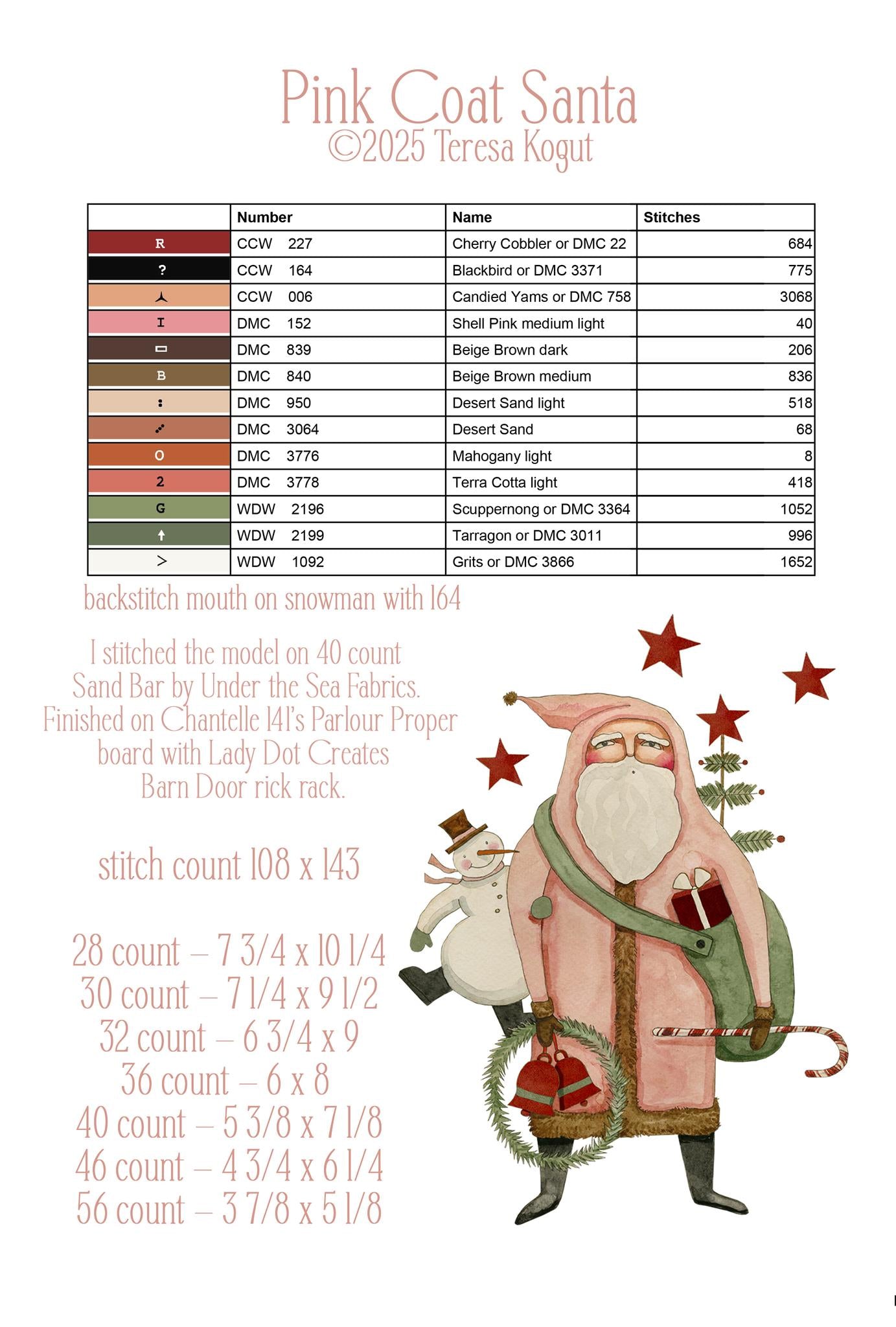 PRE-ORDER Pink Coat Santa Pattern