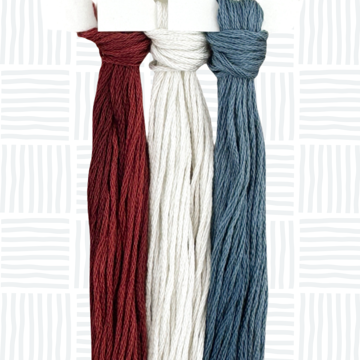 Primitive Patriotic Hand Dyed Thread Bundle – 3 Skeins