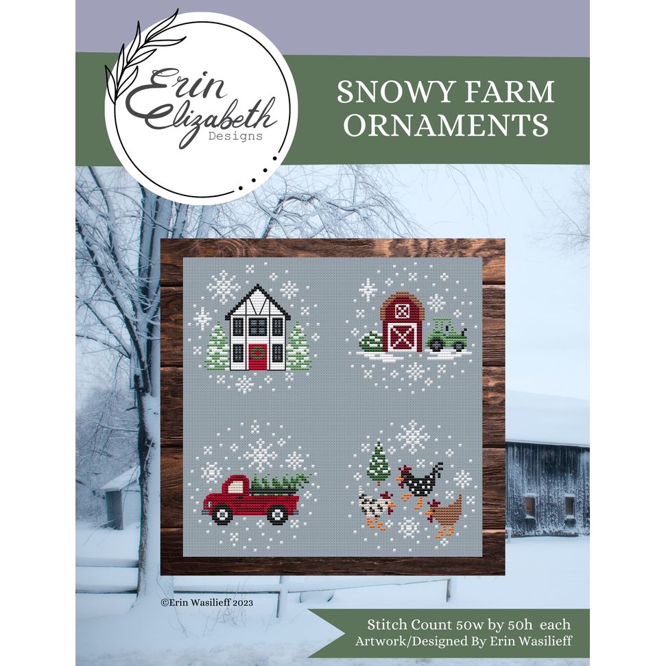 Snowy Farm Ornaments Pattern