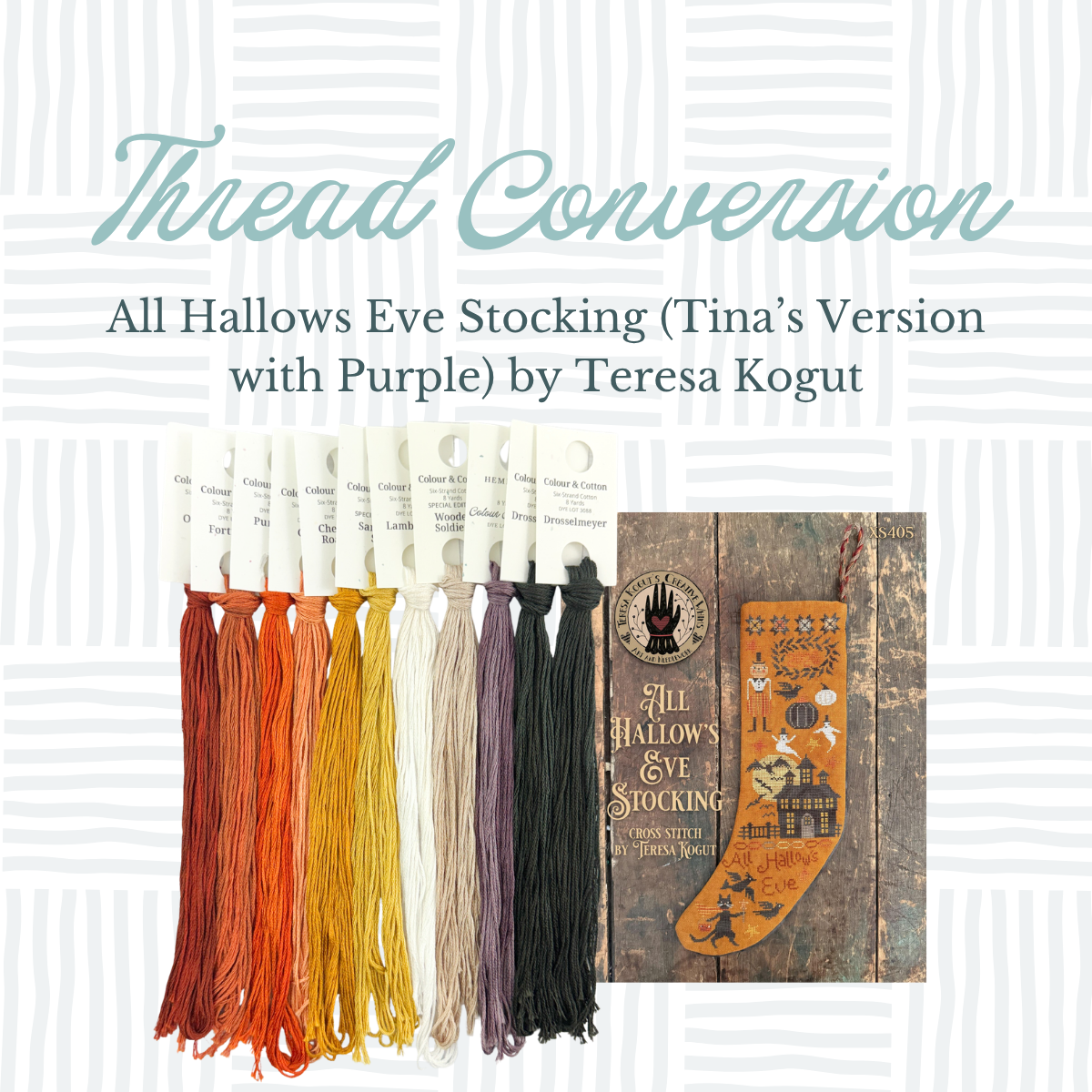 Thread Conversion Pack - All Hallows Eve Stocking (Tina's Version with Purple) by Teresa Kogut