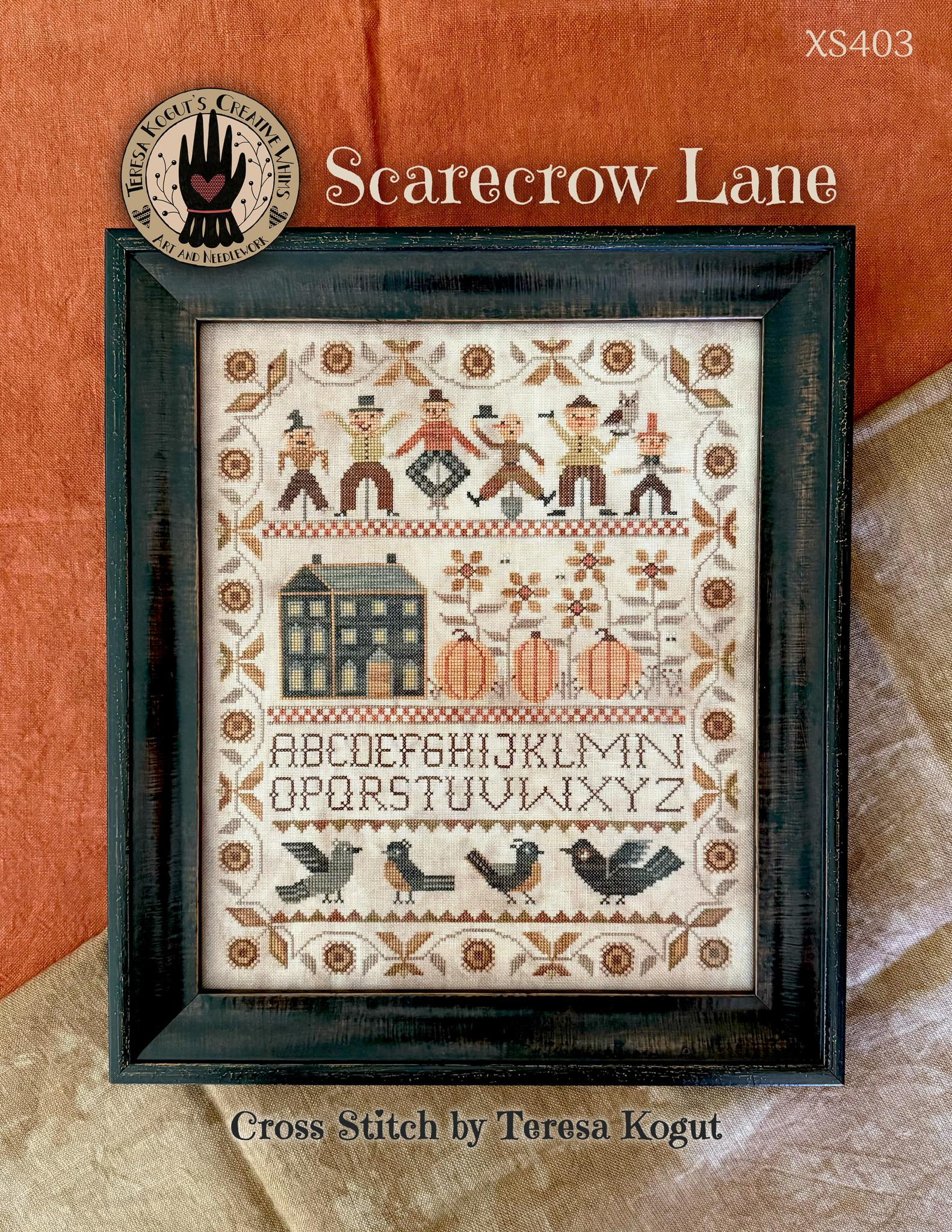 scarecrow lane cross stitch pattern teresa kogut