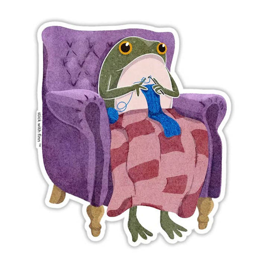 Crocheting Frogson Sticker