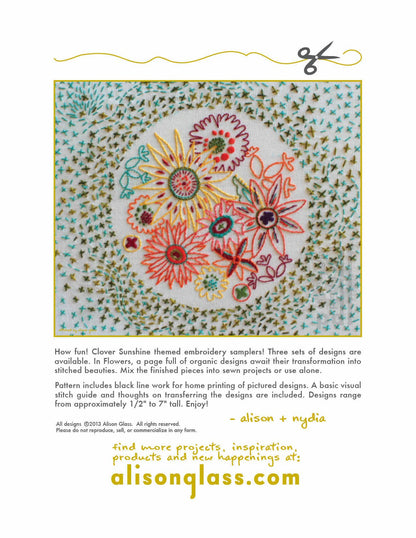Clover Sunshine Flowers Embroidery Pattern