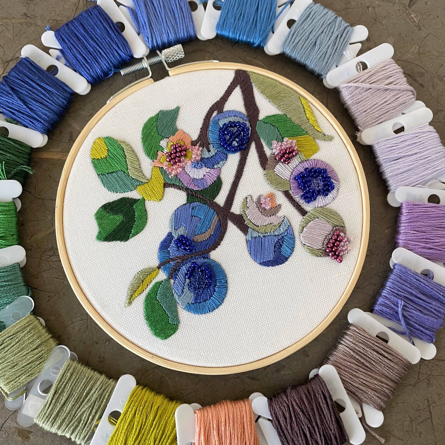 Embroidery and Beadwork Kit Blueberry Blossoms