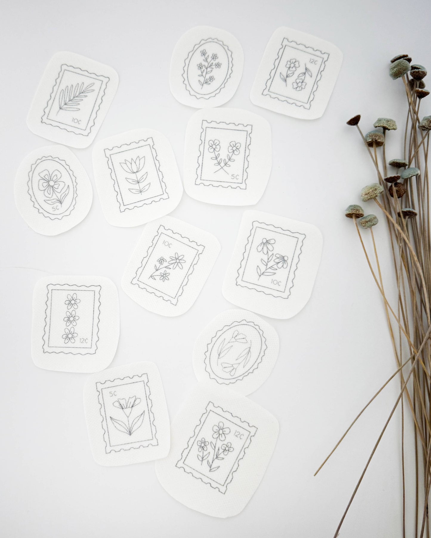 Floral Stamp Embroidery Stick and Stitch Pack