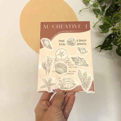 Seashells Hand Embroidery Peel Stick & Stitch Pattern