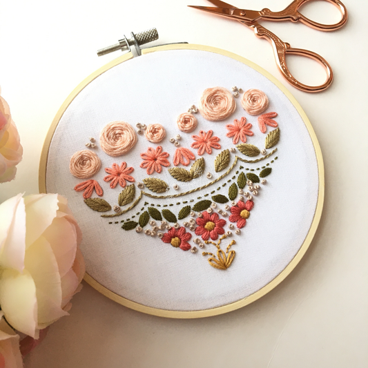 Dreamy Boho Heart Sampler Embroidery Kit Level 1