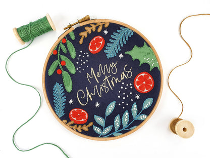 Merry Christmas Embroidery Pattern Fabric Pack
