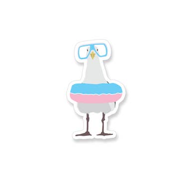 Summer Seagull with Swim Gear Vinyl Sticker