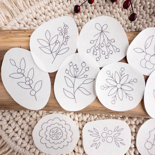 Winter Berry Stick and Stitch Embroidery Pattern