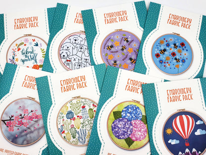 Bees and Lavender Handmade Embroidery Pattern Fabric Pack