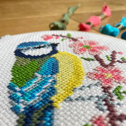 Blue Tit and Blossom Cross Stitch Kit